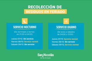 NUEVO HORARIOS EN LA RECOLECCIÓN DE RESIDUOS EN SAN NICOLÁS