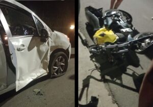 accidente de transito entre auto y moto