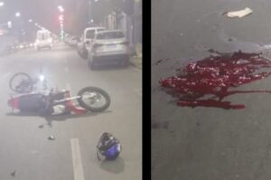 choque entre moto y bicicleta en san nicolas