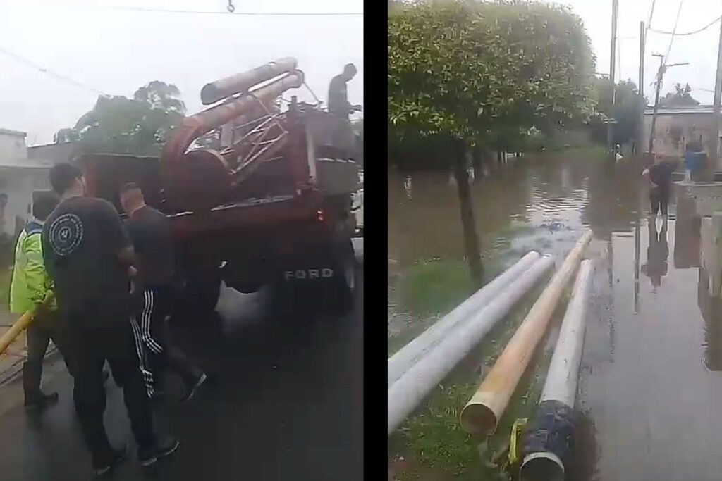 bombas de drenaje en la emilia por la inundación