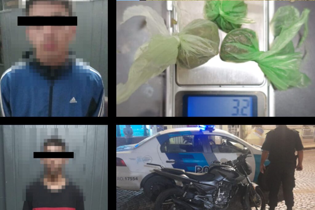 detenidos con mariguana y moto robada