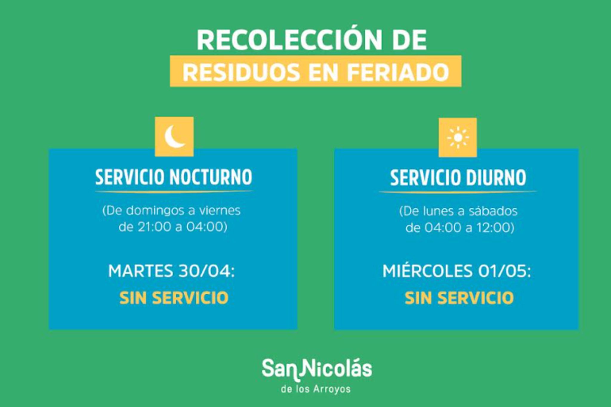 cambios por el feriado en la recolección de residuos