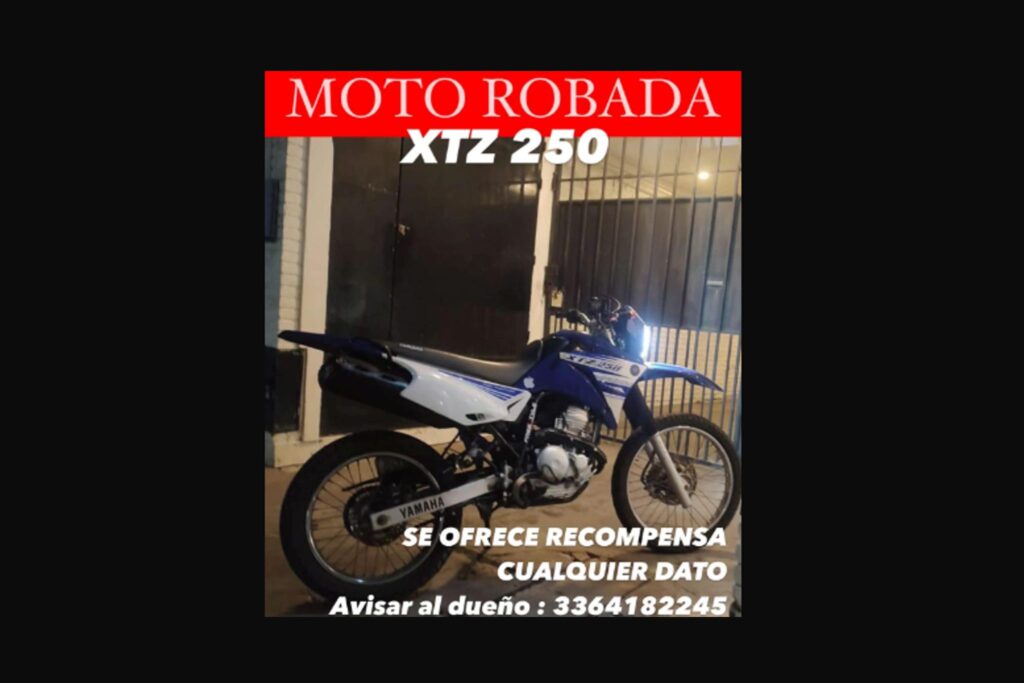 recompensa por una moto robada en san nicolas