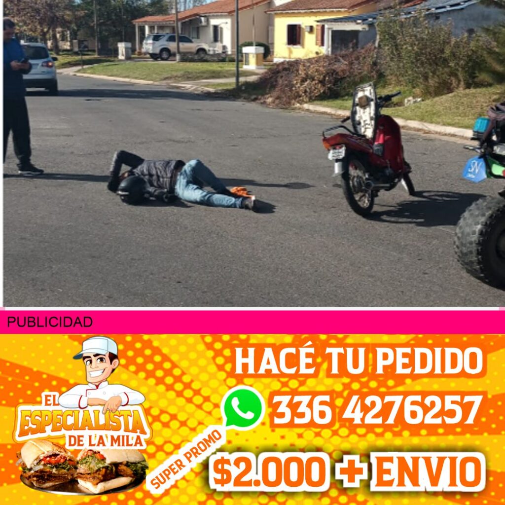 accidente de transito entre un automóvil y una motocicleta