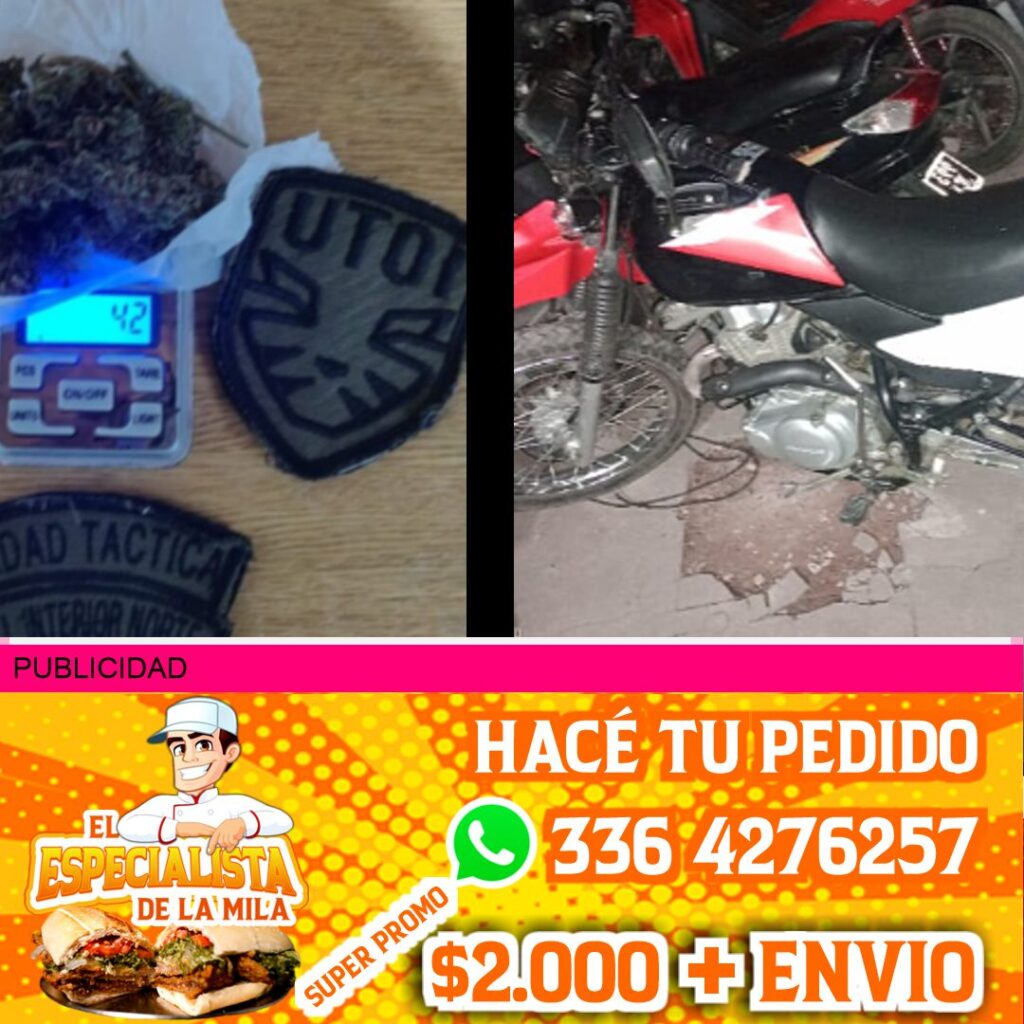 detenido con moto robada y marihuana en san nicolas