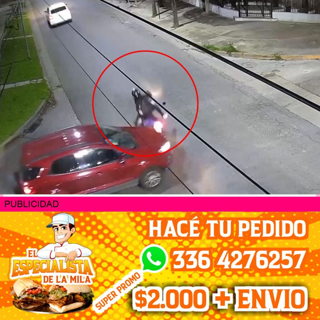 choque entre una moto y un auto en san Nicolás