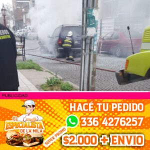 incendio de automóvil en pleno centro de san Nicolás