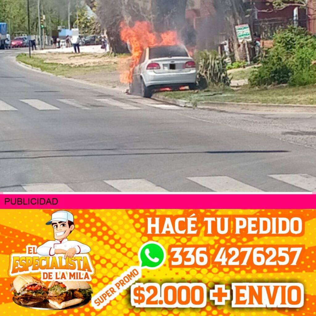 incendio de una automóvil en san Nicolás