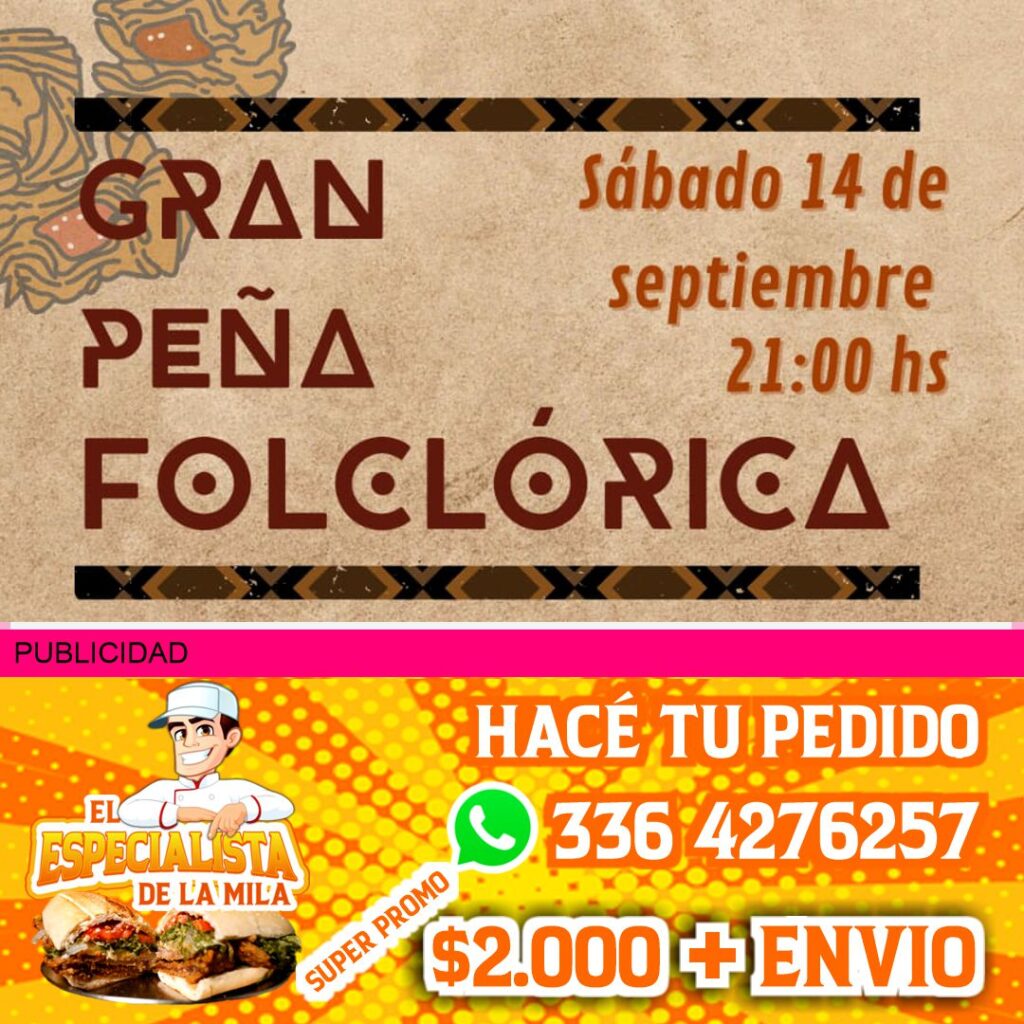 sábado 14 gran peña folclórica en Ramallo