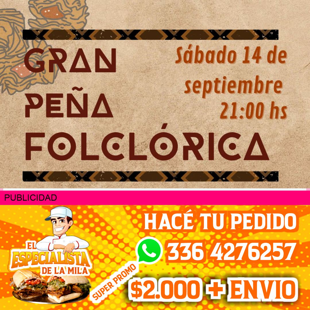 sábado 14 gran peña folclórica en Ramallo