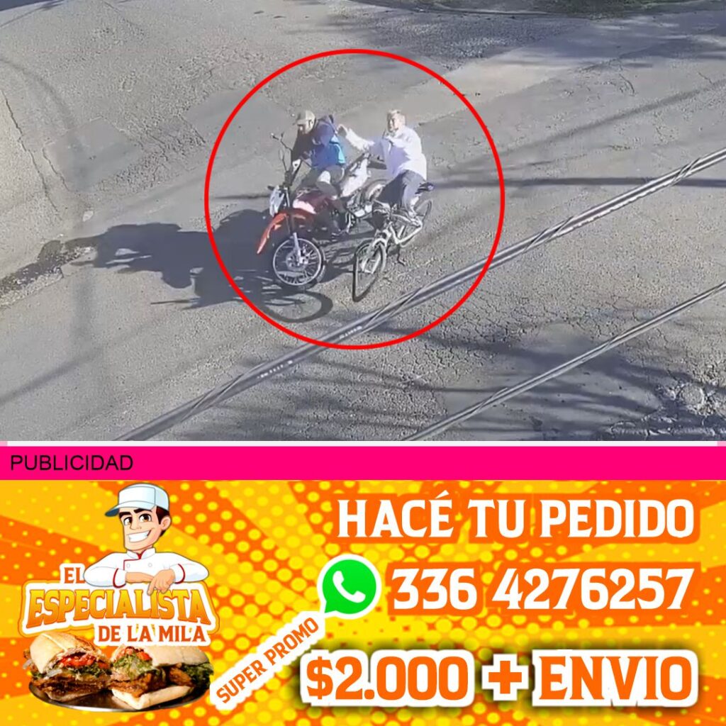 choque entre un motocicleta y un bicicleta en san nicolas