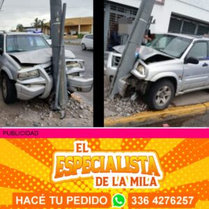 auto colisionado contra una columna