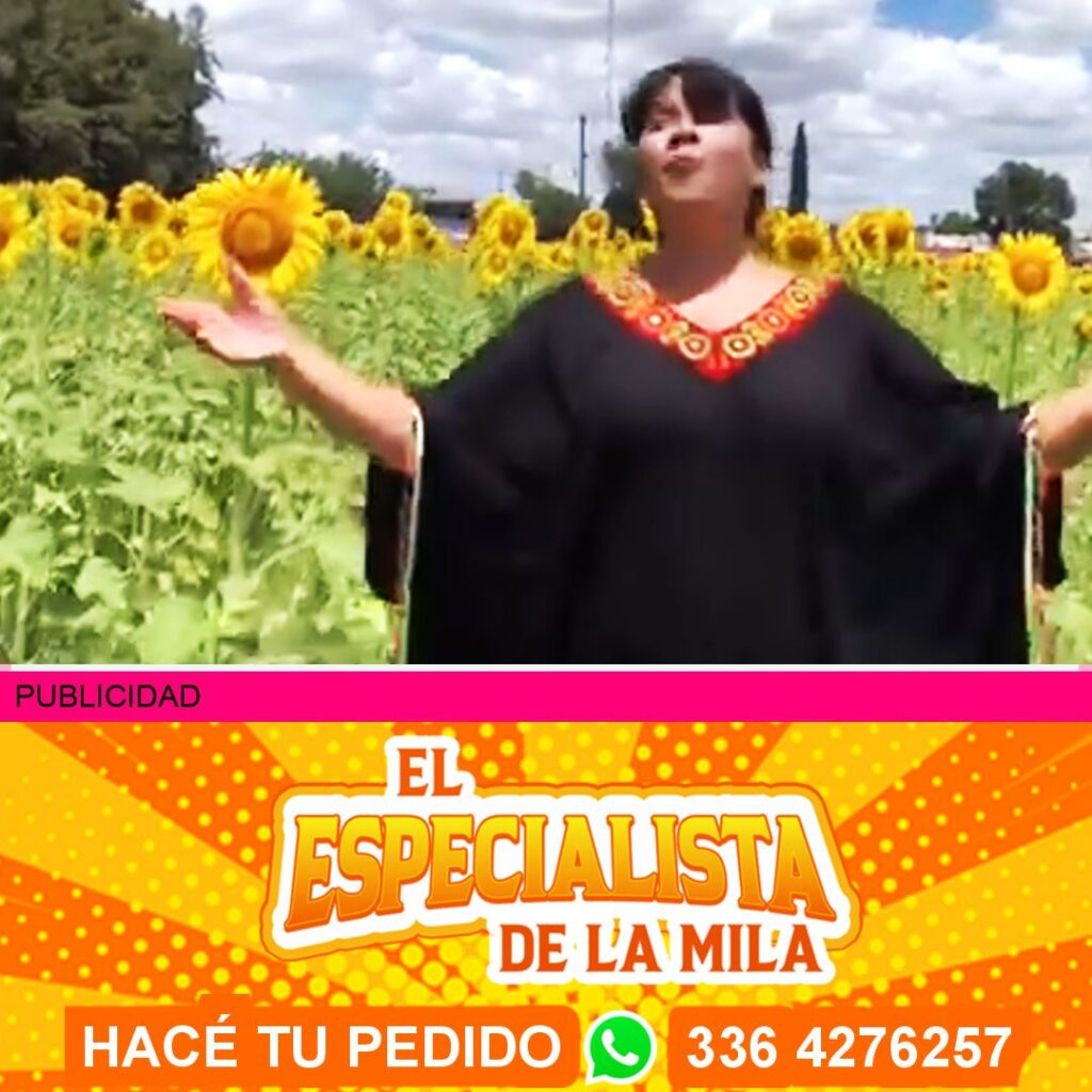 la cantante Marianela sosa entre los girasoles de san nicolas