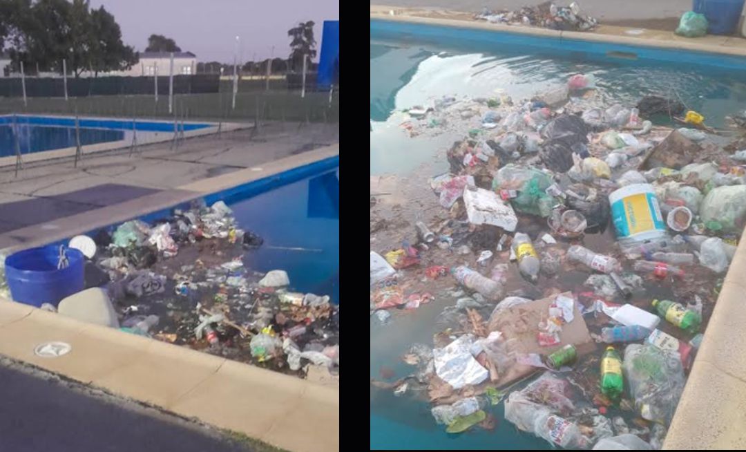 basura en la pileta de barrio moreno de san nicolas