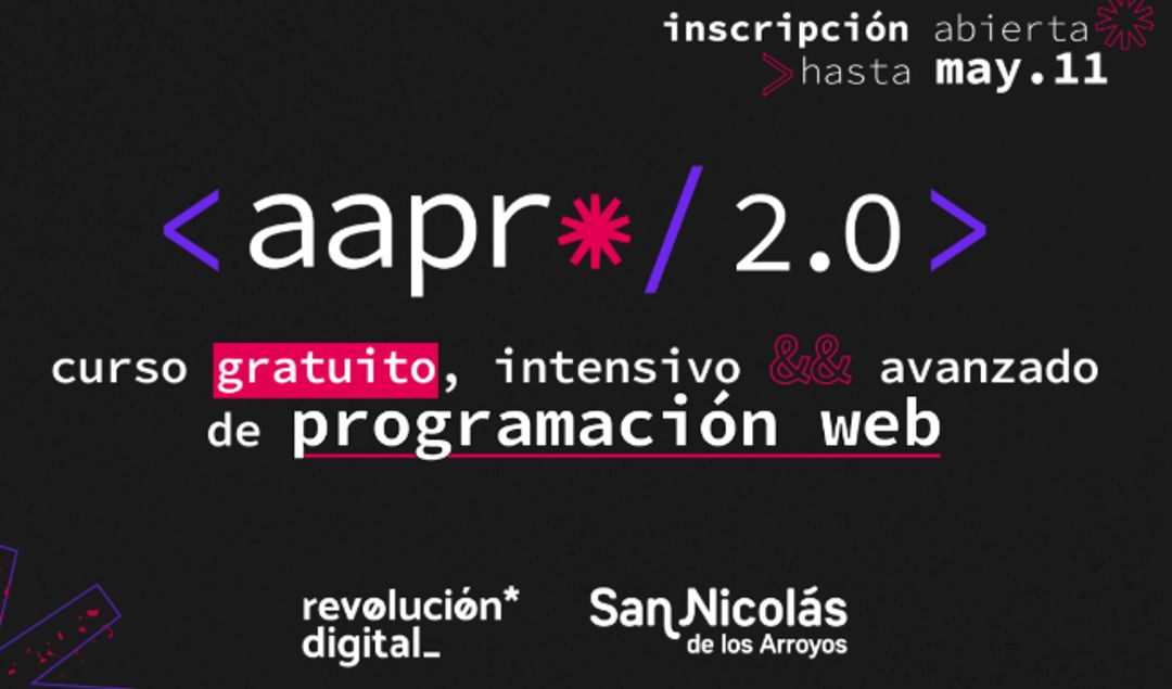 La Municipalidad de San Nicolás mantiene abiertas las inscripciones para , el nuevo curso gratuito e intensivo de programación web avanzada del programa municipal Revolución Digital. Esta iniciativa busca capacitar a jóvenes y adultos en tecnologías clave del desarrollo web, con un enfoque práctico en JavaScript avanzado y React.
