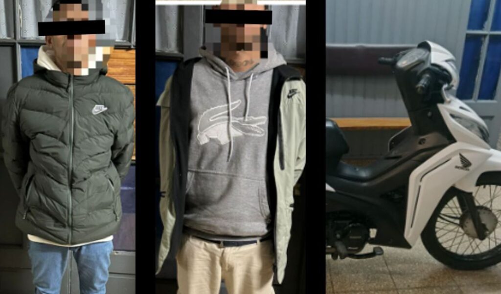 En un operativo realizado por el Comando de Patrullas de San Nicolás, dos hombres fueron aprehendidos este martes 21 de mayo mientras circulaban a bordo de una motocicleta con pedido de secuestro activo por robo. El procedimiento se llevó a cabo en inmediaciones de Carlos Gardel y Necochea, en barrio Las Mellizas.