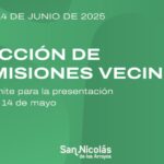 La Municipalidad de San Nicolás informó que se encuentra abierta la convocatoria para la presentación de listas de candidatos para las elecciones de comisiones vecinales, que se llevarán a cabo el próximo 14 de junio de 2025.