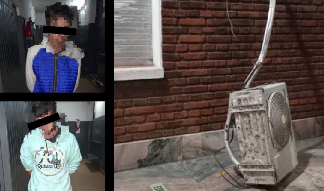 En horas de la madrugada del sabado, personal de la Policía Local logró la aprehensión de dos hombres de 19 y 30 años que fueron sorprendidos en plena acción delictiva cuando intentaban sustraer un equipo de aire acondicionado del establecimiento educativo ENET N°2, ubicado en Avenida Moreno al 70, en San Nicolás.