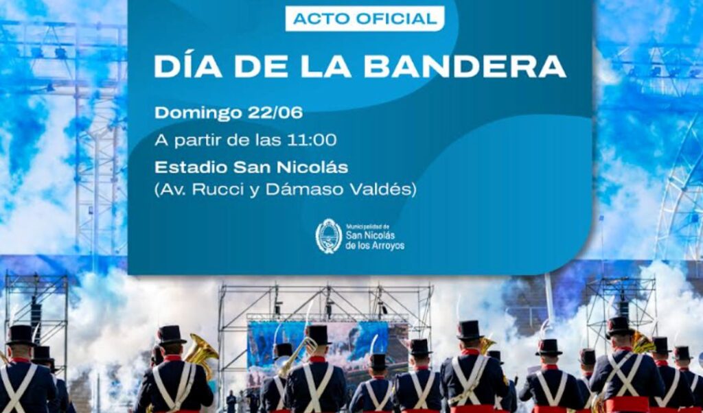 El próximo domingo 22 de junio a las 11:00, la ciudad de San Nicolás se vestirá de celeste y blanco para conmemorar un nuevo aniversario del paso a la inmortalidad del General Manuel Belgrano. El acto oficial tendrá lugar en el Estadio San Nicolás, con una emotiva ceremonia que incluirá la tradicional promesa de lealtad a la bandera por parte de alumnos de 4º año de escuelas primarias públicas y privadas, y el juramento de los soldados del Ejército Argentino.