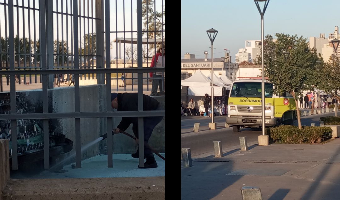 Gracias a la rápida intervención del personal de Bomberos de San Nicolás, se logró controlar un principio de incendio que se desató en el sector de las velas del santuario local durante la tarde del día de hoy.