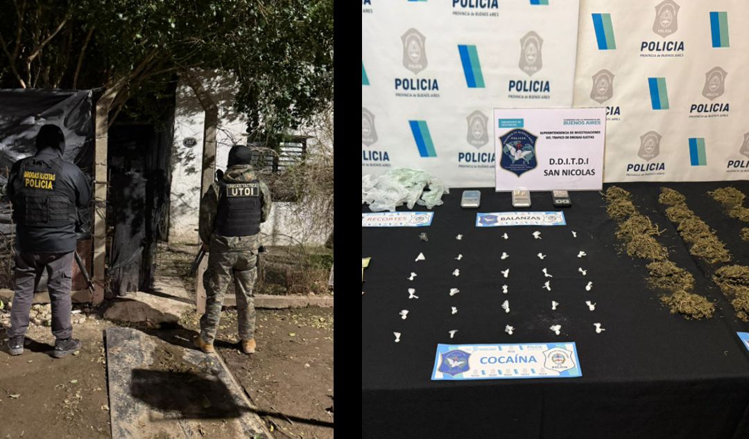 En un operativo conjunto, efectivos de la Delegación Departamental de Investigaciones del Tráfico de Drogas Ilícitas de San Nicolás, con el apoyo de personal de la UTOI, realizaron un allanamiento en una vivienda del barrio San Francisco, en el marco de una causa por comercialización de estupefacientes.