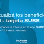 La Municipalidad de San Nicolás informó que, en los próximos días, estudiantes, docentes y auxiliares que cuentan con beneficios en la Tarjeta SUBE deberán realizar el trámite de actualización para garantizar su vigencia. La gestión puede realizarse de forma sencilla y rápida, ya sea desde la aplicación SUBE o en una Terminal Automática.