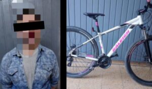 En la jornada del 12 de septiembre, personal policial que realizaba recorridas preventivas en la zona de Avenida Savio al 180 procedió a la aprehensión de un hombre de 37 años, quien se desplazaba en una bicicleta de la cual no pudo justificar su procedencia.