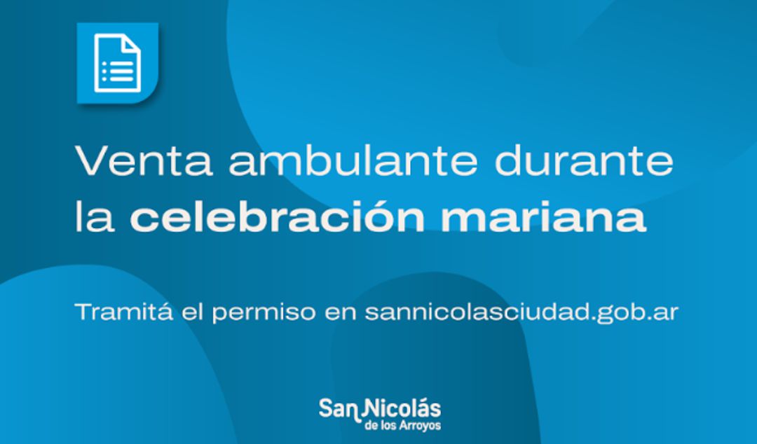 La Municipalidad de San Nicolás informó que el próximo lunes 22 de septiembre será la fecha límite para presentar el formulario necesario para habilitar los puestos ambulantes durante el aniversario del acontecimiento mariano. Como cada año, el municipio establece requisitos específicos con el fin de ordenar la zona de ventas y permitir que todos los comerciantes puedan trabajar en un marco de organización y seguridad.