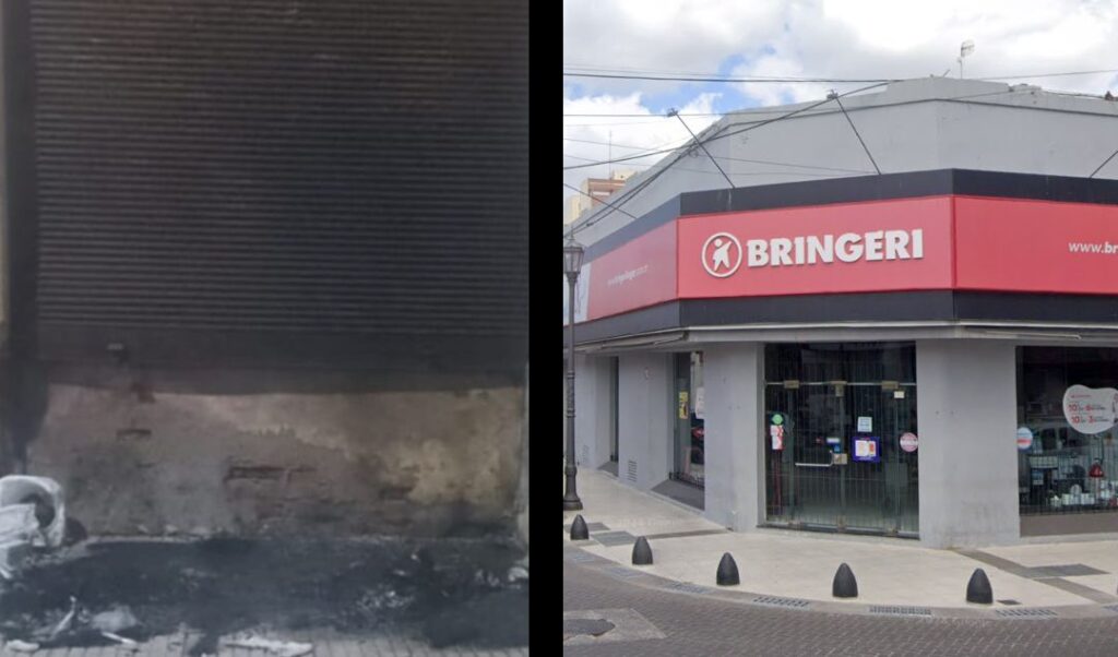 Momentos de gran tensión se vivieron en la madrugada del domingo en pleno centro de San Nicolás, cuando dos individuos intentaron prender fuego el portón de acceso al depósito de la reconocida casa de artículos para el hogar Bringeri, ubicada en la esquina de Mitre y San Martín. Gracias a la rápida intervención policial y del cuerpo de Bomberos, el incendio fue controlado a tiempo, evitando daños mayores.
