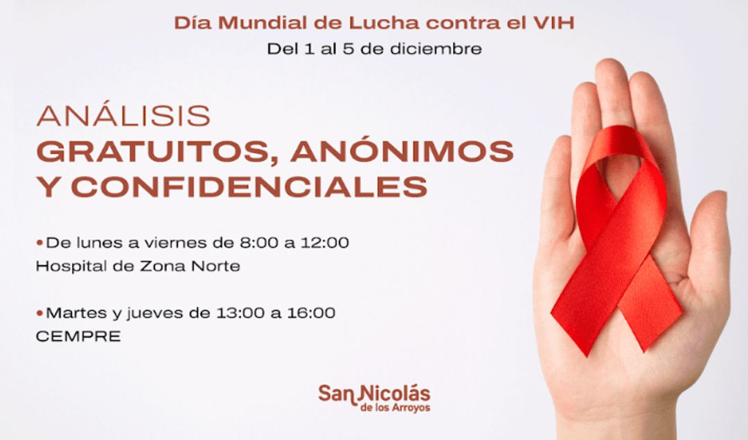En el marco del Día Mundial de Lucha contra el VIH, que se conmemora cada 1 de diciembre, la Secretaría de Salud y Familia de la Municipalidad de San Nicolás anunció una serie de jornadas de testeo gratuito, confidencial y anónimo, destinadas a promover el diagnóstico temprano y fomentar la prevención.