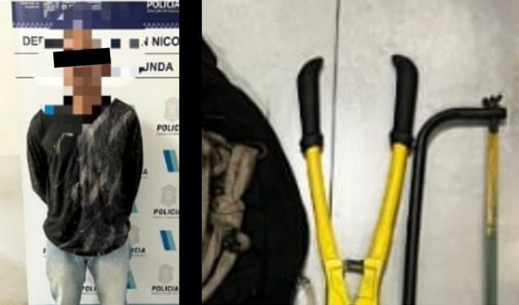 Un hombre de 53 años fue aprehendido este domingo 2 de febrero por personal del Comando de Patrulla, acusado de intentar sustraer cableado del tendido eléctrico en la vía pública.