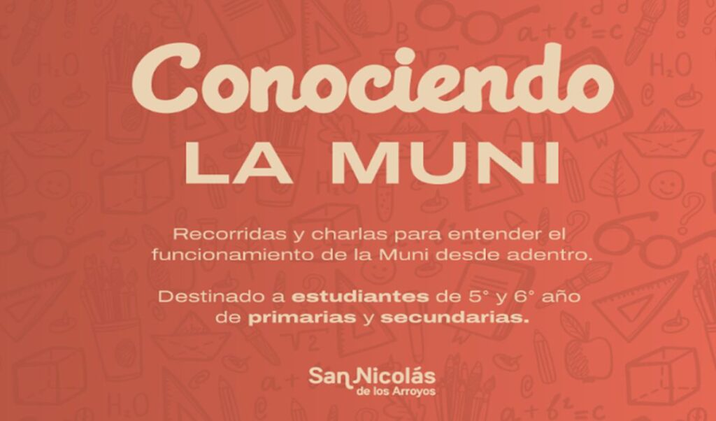 La Municipalidad de San Nicolás de los Arroyos puso en marcha el programa “Conociendo la Muni”, una iniciativa destinada a alumnos de los últimos años de escuelas primarias y secundarias, quienes tendrán la posibilidad de recorrer el edificio municipal y conocer de cerca el trabajo diario de la gestión.