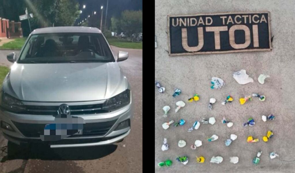 Tras una intensa persecución policial, efectivos de la Unidad Táctica de Operaciones Inmediatas (UTOI) lograron interceptar un automóvil robado en el que se trasladaban dos individuos que presuntamente comercializaban cocaína en la ciudad. El procedimiento contó con el apoyo de la Delegación Departamental de Drogas Ilícitas y permitió sacar de circulación tanto la droga como el vehículo utilizado para la actividad delictiva.