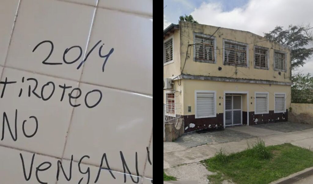 Un menor de 16 años fue aprehendido en la ciudad de San Nicolás tras ser identificado como el presunto autor de amenazas de tiroteo en la Escuela Secundaria N° 7, ubicada en calle Insaurralde al 1478, en barrio San Eduardo. El procedimiento fue llevado adelante por personal del Grupo táctico de Operaciones (GTO) de la Comisaría Segunda, en el marco de una rápida investigación que permitió esclarecer el hecho.