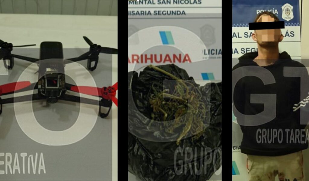Un sujeto de 28 años fue detenido en la ciudad de San Nicolás tras un operativo policial en el que se le secuestraron distintos elementos, entre ellos un dron y marihuana. Los investigadores no descartan que el implicado haya estado utilizando el dispositivo para realizar entregas de estupefacientes por vía aérea, una modalidad delictiva poco frecuente en la región.