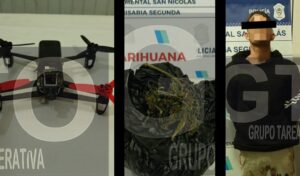 Un sujeto de 28 años fue detenido en la ciudad de San Nicolás tras un operativo policial en el que se le secuestraron distintos elementos, entre ellos un dron y marihuana. Los investigadores no descartan que el implicado haya estado utilizando el dispositivo para realizar entregas de estupefacientes por vía aérea, una modalidad delictiva poco frecuente en la región.