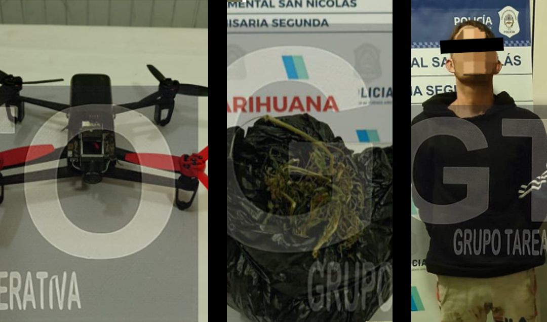 Un sujeto de 28 años fue detenido en la ciudad de San Nicolás tras un operativo policial en el que se le secuestraron distintos elementos, entre ellos un dron y marihuana. Los investigadores no descartan que el implicado haya estado utilizando el dispositivo para realizar entregas de estupefacientes por vía aérea, una modalidad delictiva poco frecuente en la región.