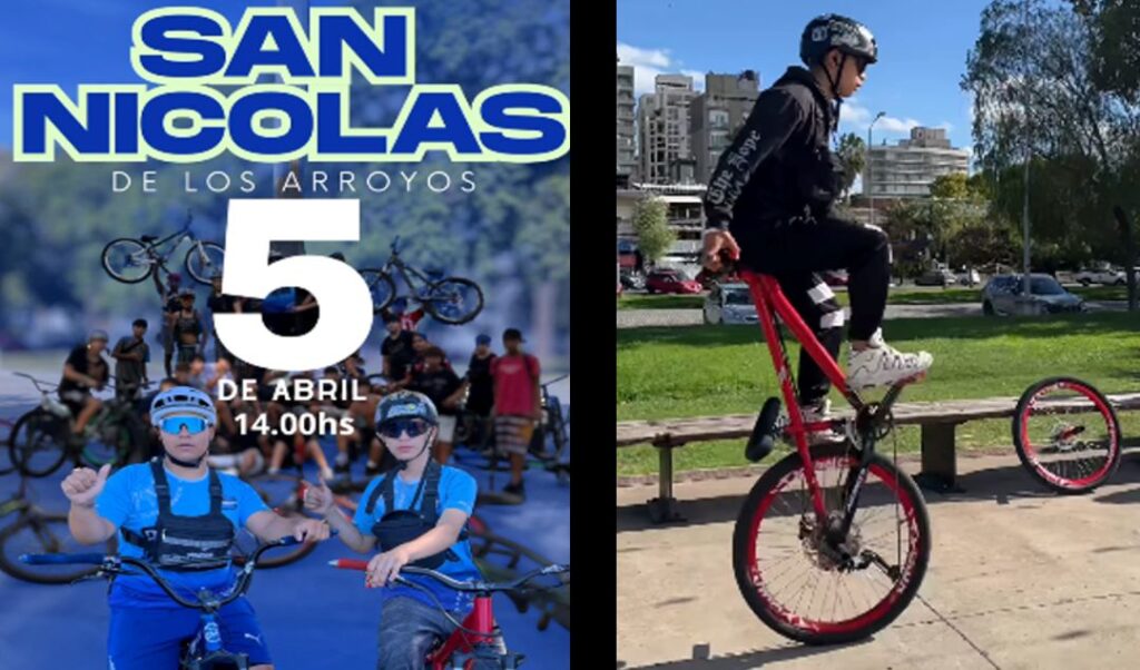 El pasado 5 de abril, la ciudad de San Nicolás fue escenario de un encuentro que reflejó una nueva tendencia en auge: el Bike Life. En ese marco, un joven nicoleño logró destacarse al ejecutar uno de los trucos más difíciles de la movida. Cientos de jóvenes se congregaron en la zona de la costanera para participar de esta actividad que no para de crecer tanto a nivel nacional como mundial.