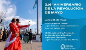 La Municipalidad de San Nicolás de los Arroyos invitó a todos los vecinos a participar de los actos conmemorativos por un nuevo aniversario de la Revolución de Mayo, que se desarrollarán en la localidad de La Emilia con distintas actividades patrias abiertas a toda la comunidad.