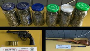 Un importante operativo realizado por efectivos de la Comisaría Primera de San Nicolás culminó con el secuestro de armas de fuego, municiones y marihuana en una vivienda de San Nicolás de los Arroyos, en el marco de una investigación por amenazas, lesiones agravadas.