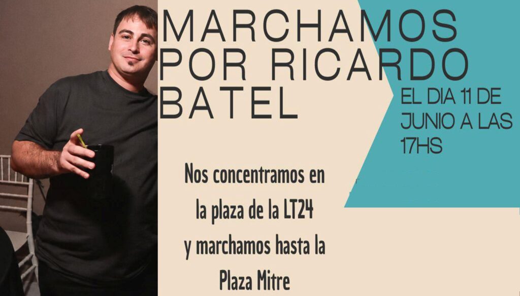 Familiares y amigos de Ricardo Batel convocaron a la comunidad nicoleña a participar de una marcha para reclamar justicia por el brutal ataque que terminó con su vida. Bajo el lema "Justicia y que paguen los responsables", la movilización busca mantener vivo el pedido de esclarecimiento del caso y exigir que los autores del hecho respondan ante la Justicia.