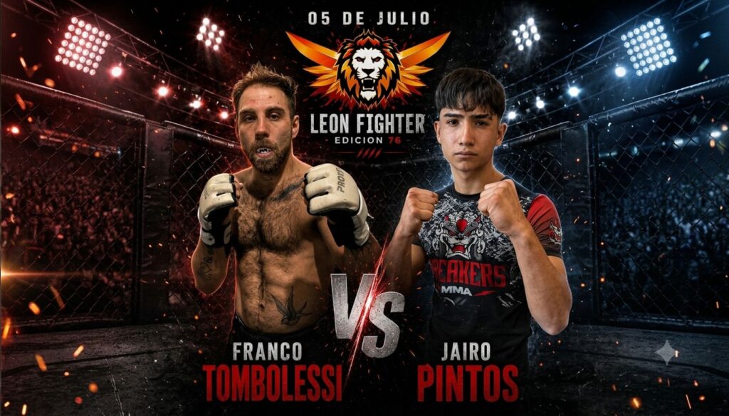 El peleador nicoleño Franco "El Lobo" Tombolesi tendrá un nuevo desafío este domingo 5 de julio, cuando se presente en una nueva edición del evento León Fighter para enfrentar a Jairo Pintos, representante de la reconocida academia Breakers MMA. El combate genera gran expectativa, ya que ambos llegan invictos y prometen protagonizar una de las peleas más atractivas de la noche.
